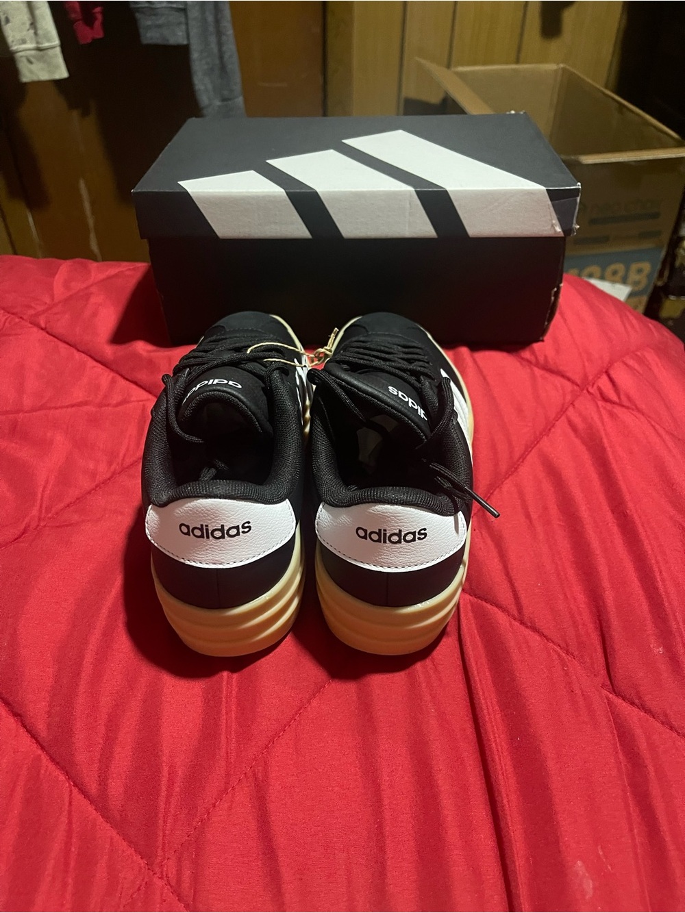 adidas Black White Sneakers with Cream Platform Soles